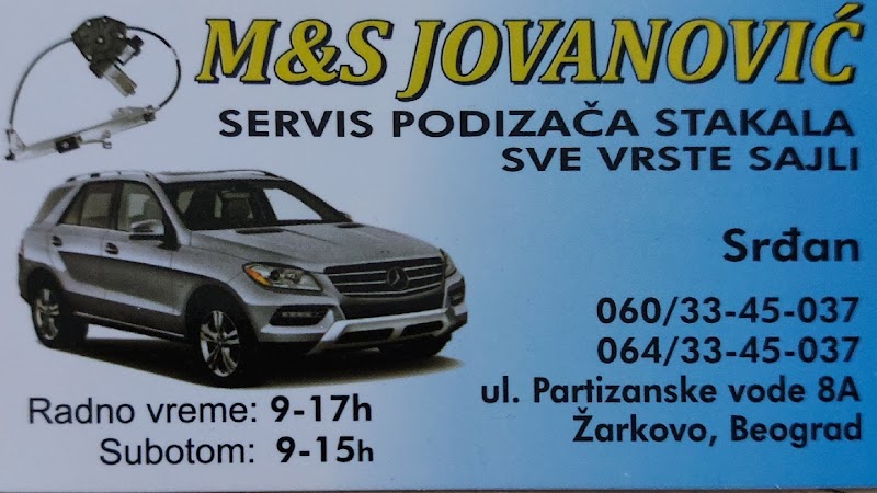 SERVIS PODIZACI STAKLA M&S JOVANOVIC